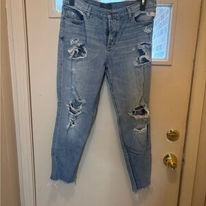 Lucky Brand Light Blue Distressed Cropped Jeans sienna slim boyfriend 10/30